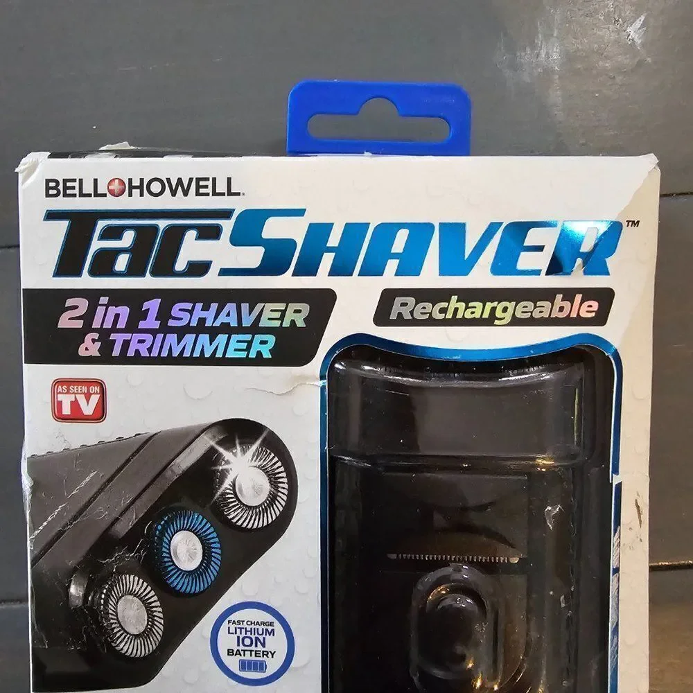 Bell + Howell Black 2 In 1 Compact Rechargeable Tac Shaver & Trimmer